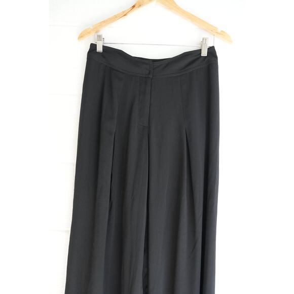 ASHRO Black Wide-Leg Pleated Trousers Size 8 - Picture 1 of 7